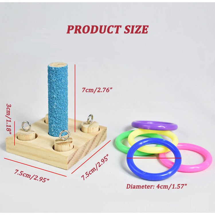 Conjunto de Brinquedos de Treinamento para Pássaros, Quebra-cabeça de Blocos de Madeira para Papagaios, Anéis Plásticos Coloridos, Brinquedo de Mastigar para Treinamento de Inteligência, Suprimentos para Pássaros