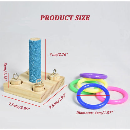 Conjunto de Brinquedos de Treinamento para Pássaros, Quebra-cabeça de Blocos de Madeira para Papagaios, Anéis Plásticos Coloridos, Brinquedo de Mastigar para Treinamento de Inteligência, Suprimentos para Pássaros