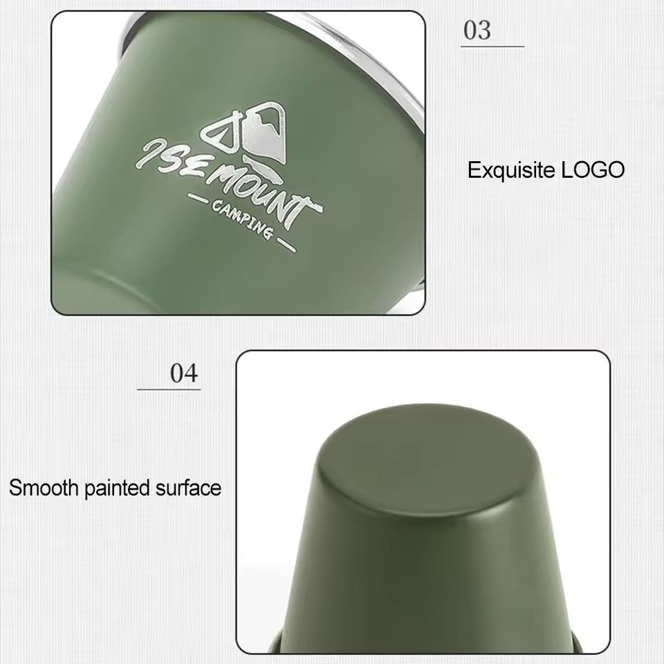 Conjunto de 4 Canecas de Aço Inoxidável, para Acampamento ao Ar Livre, Caneca de Café Empilhável para Viagem, Piquenique, Churrasco, Caminhada - Presente de Feriado