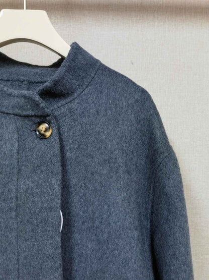 2025 Autumn Winter Fashion Women 3 Colors Single Breasted Stand Collar Coat Lady Double Sided Woolen Jacket