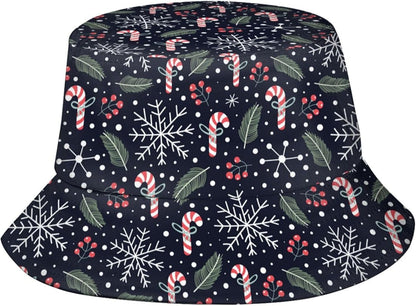 Funny Christmas Bucket Hat New Year Fisherman Hat for Women Men Packable Outdoor Travel Beach Sun Cap