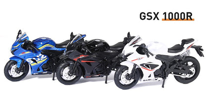 1:18 Hayabusa R1 GSX1000R CBR1000RR Modelos de Miniaturas de Motocicletas Brinquedo de Liga Fundido Direção da Roda Dianteira com Amortecimento Presentes