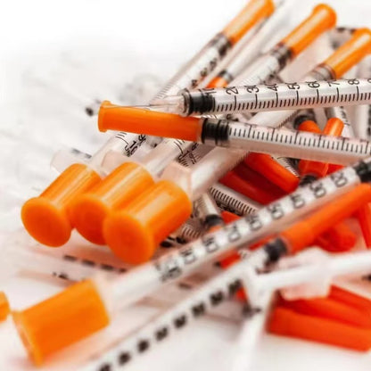 50 UNIDADES Seringa de insulina estéril descartável de 0,3ml/cc-29Gx13mm com agulha, embalada individualmente para medição de líquidos, alimentação de animais de estimação.