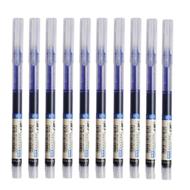 24 Pcs Straight Liquid Ball Pen Quick Drying Test Signature Gel Pen 0.5mm Black Blue Ink School Office Ball Pen