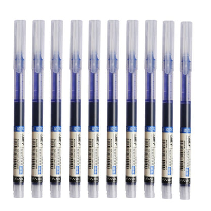 24 Pcs Straight Liquid Ball Pen Quick Drying Test Signature Gel Pen 0.5mm Black Blue Ink School Office Ball Pen
