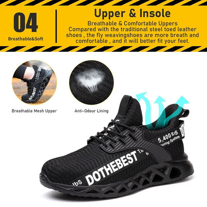 Sapatos de Segurança Bico de Aço Masculino Feminino Tênis de Trabalho Leves Sapatos de Trabalho à Prova de Furos Botas de Trabalho de Segurança Unissex para Construção