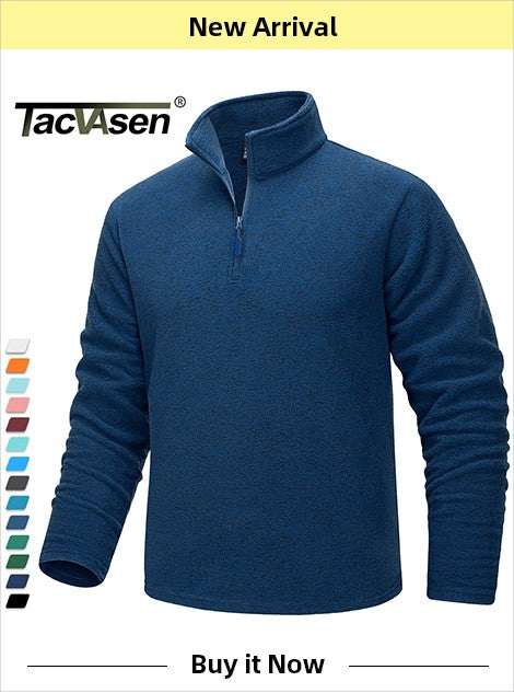 TACVASEN Spring Winter Fleece Jacket With Hoodie Mens Hooded Fleece Jacket Full-Zip Up Outdoor Windproof Hooded Warm Work Coat