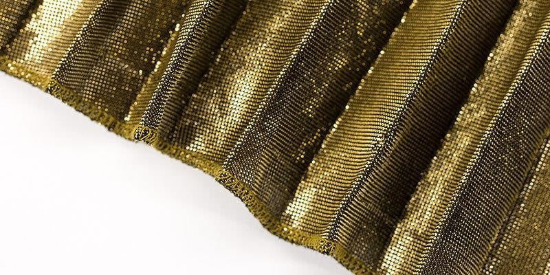 Check Skirt Pleated Maxi Skirt High Waist Harajuku Large Swing Gold Long Skirts For Women  XXL Saias