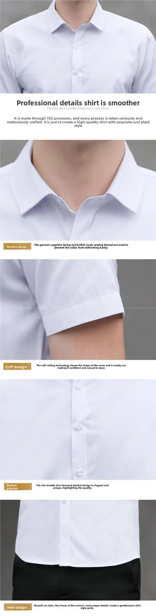 Summer Short Sleeve Men's Dress Shirt Anti-Wrinkle Easy Care Workwear Formal Business Suit Shirt for Sales Professional