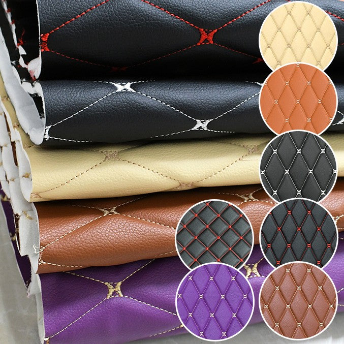45/90x160cm Special Offer Embroidered Plaid Fabric Sponge Interlayer Leather Fabrics for Car Interior Seat Cushion Decoration