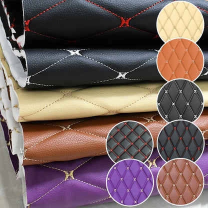 45/90x160cm Special Offer Embroidered Plaid Fabric Sponge Interlayer Leather Fabrics for Car Interior Seat Cushion Decoration