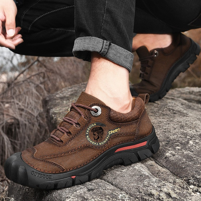 Sapatos Masculinos de Couro Genuíno para Camping, Caminhada, Tênis Esportivo Masculino, Sapatos Casuais de Viagem, Lazer, Caminhada, Escalada