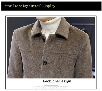 Autumn Winter Short Woolen Coat Merino Wool Men Korean Mink Imitation Jacket Trendy Heavy Clothes Mens Overcoat Heren Jas