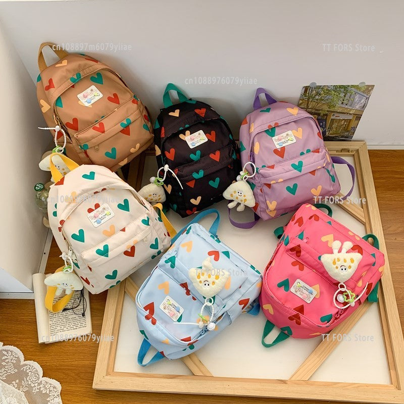 Fashionable Sweet Love Print Children's Schoolbag Boys and Girls Backpack Suitable for Preschool Children's Gifts