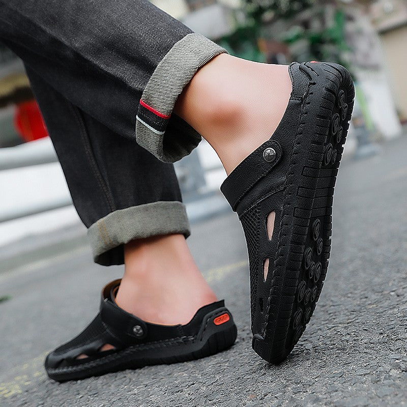 Soft Sole Male Simple Slippers Breathable Mens Summer Sneakers Casual Half Shoes Leisure Walk Half Drag Outdoor Non-Slip Sandals