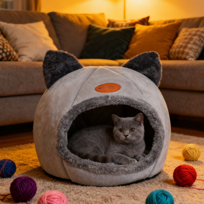 Cama Semiconcha para Pets Mais Vendida - Casinha Quente e Aconchegante para Gatos e Cães Pequenos Durante Todas as Estações