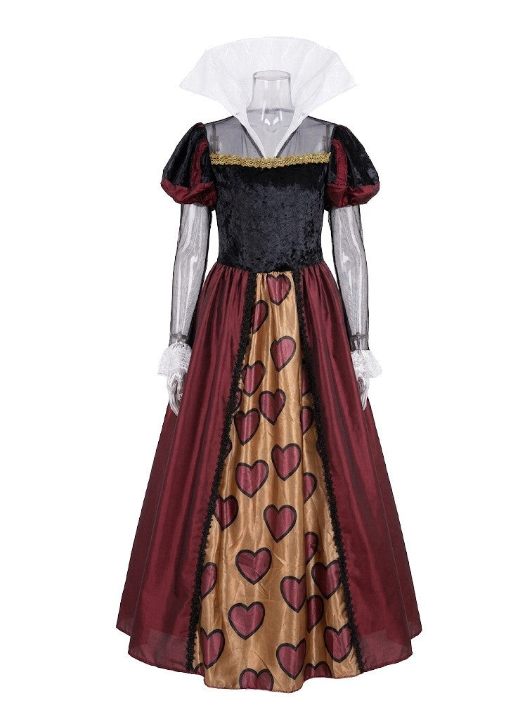 New Red Queen Of Hearts Dress Wonderland Red And Black Dress For Adult Halloween Party Retro Court Alice Role Play Costume 2026
