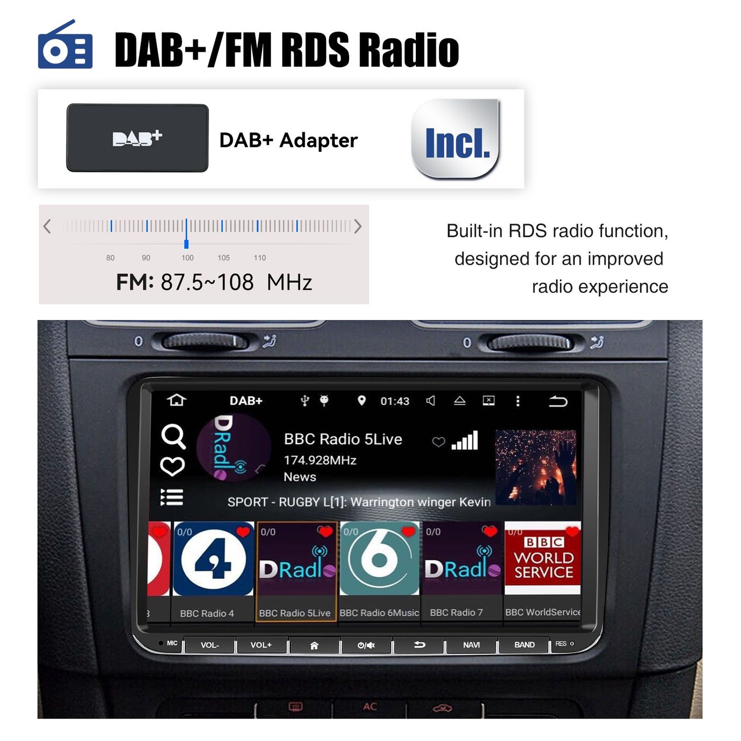 Rádio automotivo ESSGOO 9" Carplay para Volkswagen Golf 5 6 Passat Polo Jetta, Android Auto, multimídia, sistemas inteligentes para carros