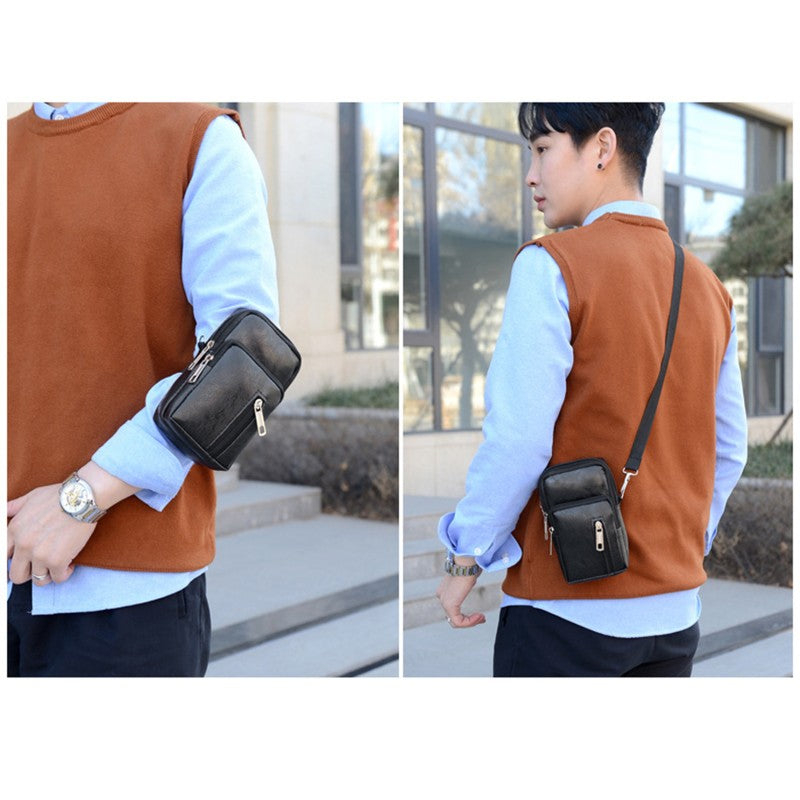 Men'S Shoulder Bag Multi-Function Leather Messenger Casual Crossbody Bags High Quality Male Purse Phone Chest Pack