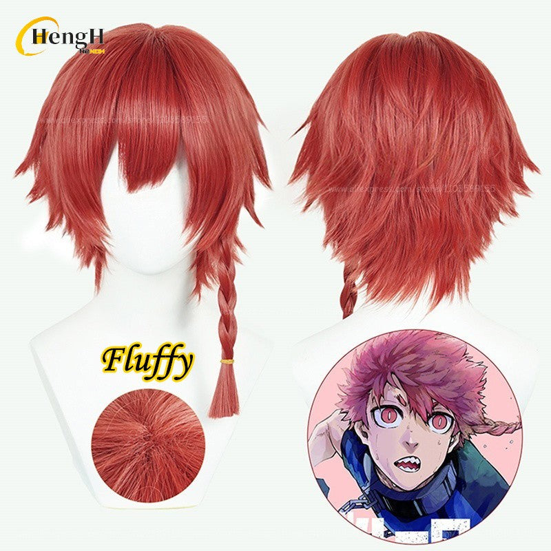 2 Estilos Anime Kurona Ranze Cabelo Sintético Curto 30cm Trança Vermelha Perucas Cabelo Resistente ao Calor Festa de Halloween Cosplay Perucas de Anime