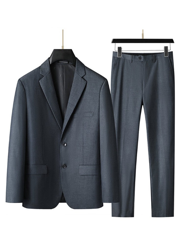 Men's 2025 Business Casual Suit And Trousers Two-Piece Set Large Size XL-9XL Handsome Solid Color All-In-One Wedding Dress