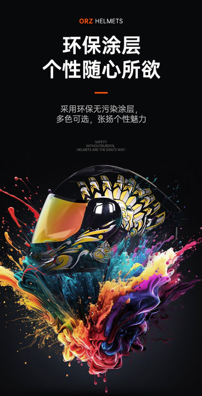 ORZ Capacete Integral Personalizado para Motocicleta Masculino Feminino Moda Capacete com Lente Dupla Capacete de Motocross de Corrida Modular Articulado Casco Moto