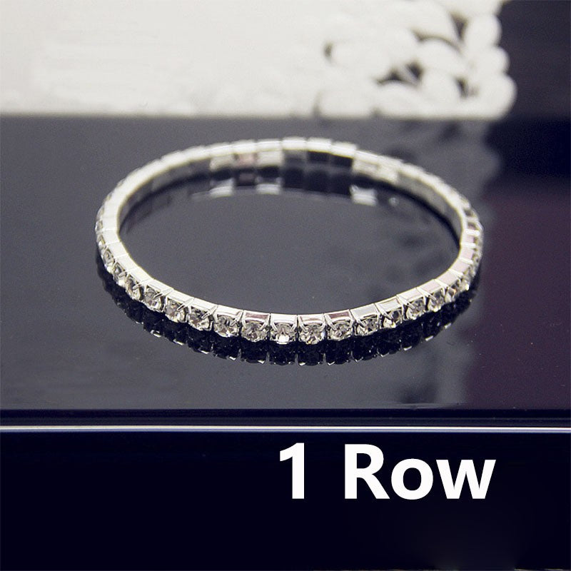 Luxuosa Pulseira Elástica de Cristal Zircônia AAA Branca Bling Cravejada Strass Feminina para Casamento