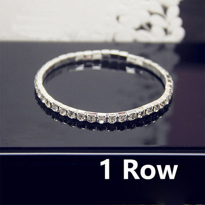Luxuosa Pulseira Elástica de Cristal Zircônia AAA Branca Bling Cravejada Strass Feminina para Casamento
