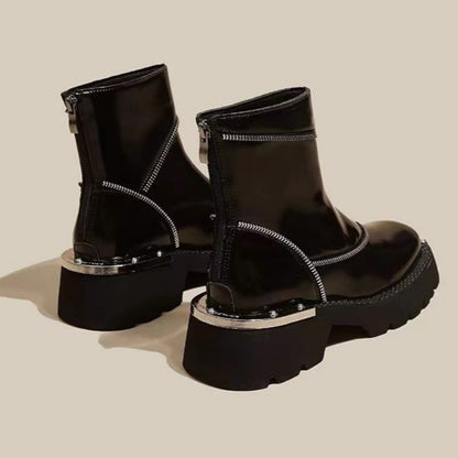 New Winter Fashionable Comfortable Elegant Women's Short Boots Round Toes Square Heels Thick Soles Heightening Fashion Boots