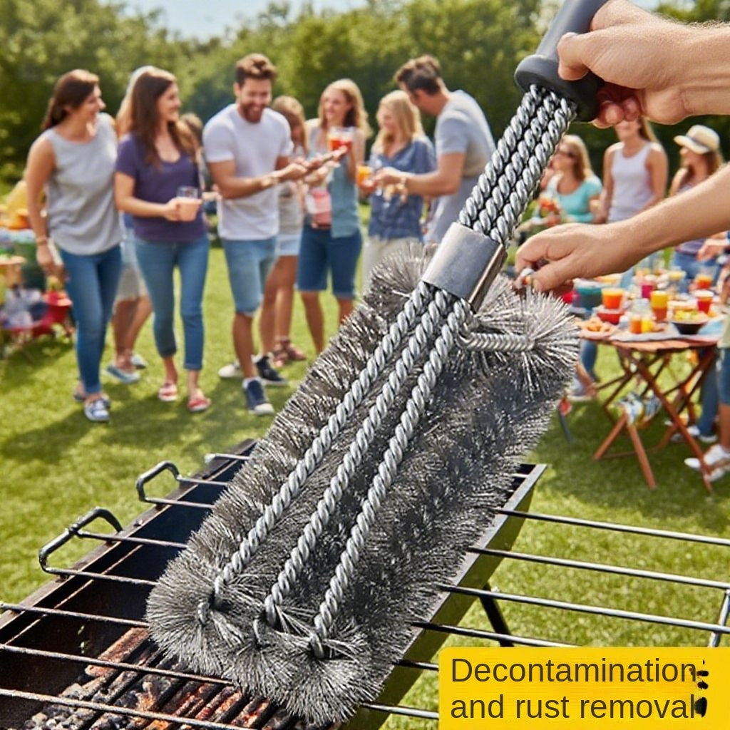 Barbecue Grill Cleaning Steel Brush - Handle Design Wire Brush for Grills/Ovens, Perfect for Kitchen Indoor & Outdoor BBQ Use