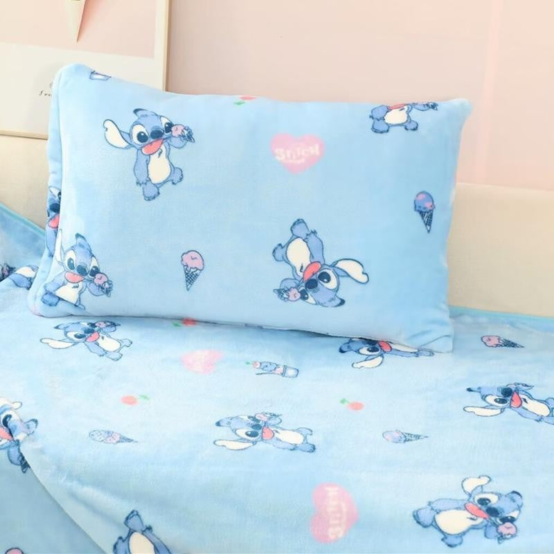 Disney Stitch Blanket Warm Flannel Blanket Pillowcase Office Nap Blanket Air Conditioning Blanket Student Blanket Bed Sheet