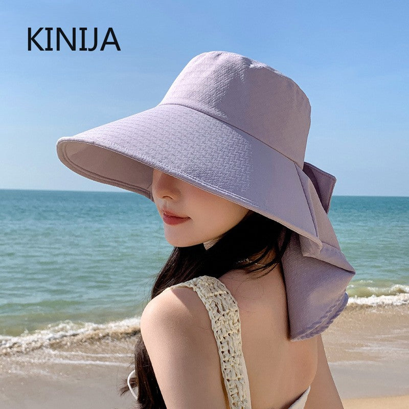 summer sun hat female sunscreen UV face protection neck protection outdoor cycling mountaineering beach large brim hat