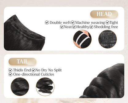 Wacur 12A Cabelo Humano Ondulado Solto Tecer Extensão Trançada 12-30 polegadas Preto Natural 100% Cabelo Virgem Remy Para Mulheres