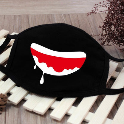 1PCS Black Mouth Mask Big Size Stop Air Pollution Home Cartoon Lovely Cotton Funny Teeth Masks Keep Warm Mouth Muffle Respirator