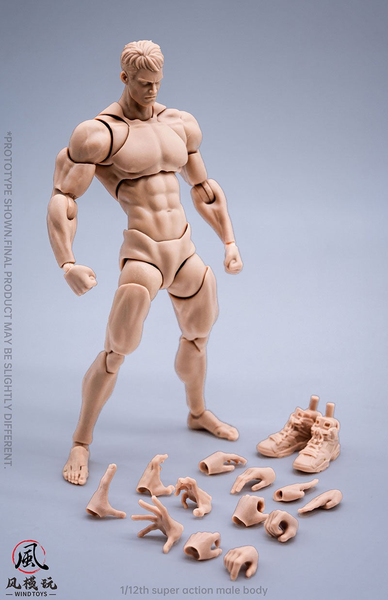 Wind Toys Corpo Masculino Articulado Super Flexível Escala 1/12 16cm Soldado Masculino Branco Amarelo Preto Boneco Articulado Modelo de Boneco de Ação