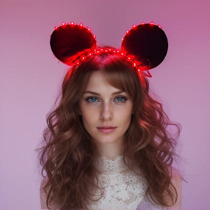 1/2pcs LED Glowing Neon Mouse Ears Headband Girls Festival Headbands Mickey Hairband Children Birthday Party Hair Accessories