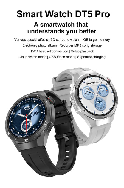 GT5 Pro Smart Watch Global Version 32GB Memory GPS navigation NFC Music Video play Call Titanium alloy Waterproof Smartwatch 5