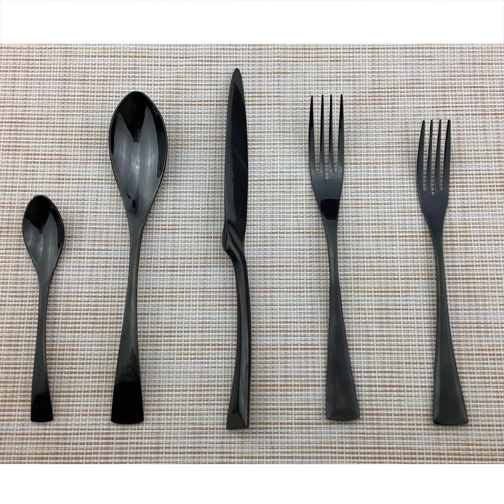 JANKNG Conjunto de Talheres Preto 1 Peça Aço Inoxidável 18/10 Ocidental Talheres de Mesa Garfo Faca de Bife Manteiga Jantar