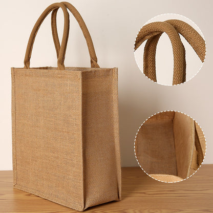 Bolsa feminina de juta, sacola de compras de grande capacidade, bolsa de viagem, bolsa masculina aberta
