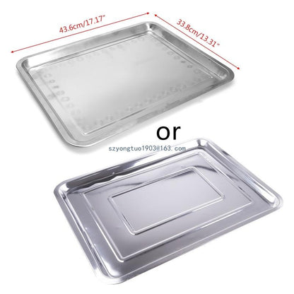 Stainless Steel Rectangular Plate Barbecue Grilled Fish Tray BBQ Container