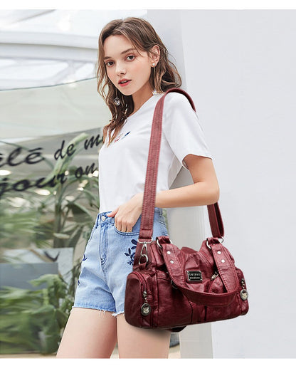 Y2K Motorcycle Bag Women's PU Leather Crossbody Bag Retro Luxury Handbag Fashion Motorcycle Bag Brand Fashion Crossbody Bag