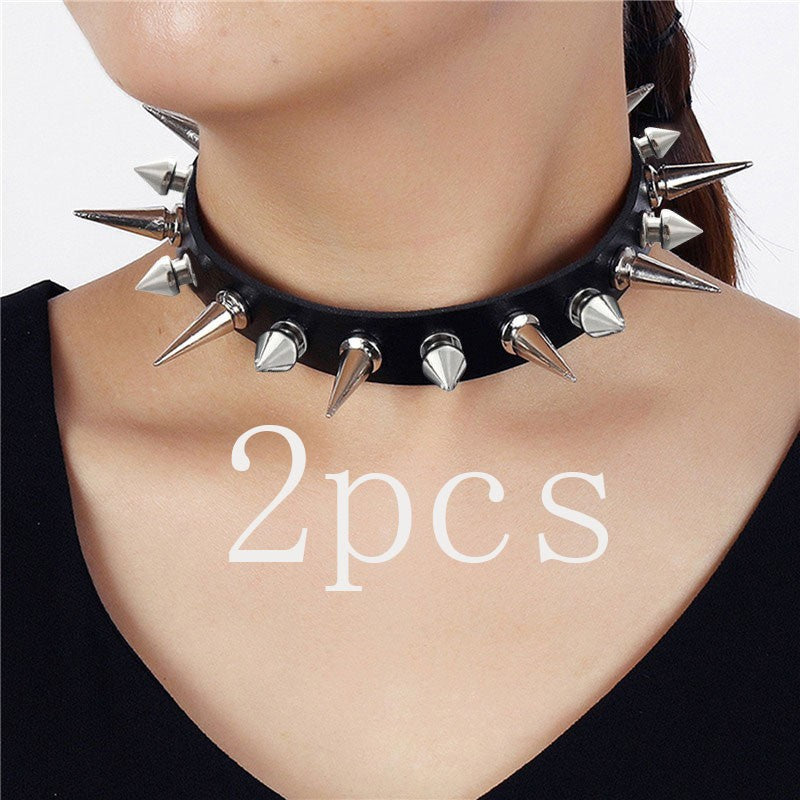 Gargantilha Punk com Spikes Longos, Coleira de Couro Sintético para Mulheres e Homens, Gargantilha com Tachas Grandes e Rebites Estilo Gótico, Acessórios de Colar 2025