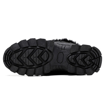 2025 Women's Snow Boots Beige Lace-up Waterproof Antiskid Female New Ankle Boots Walking Shoes plush Winter Warm Mid-Calf Boots