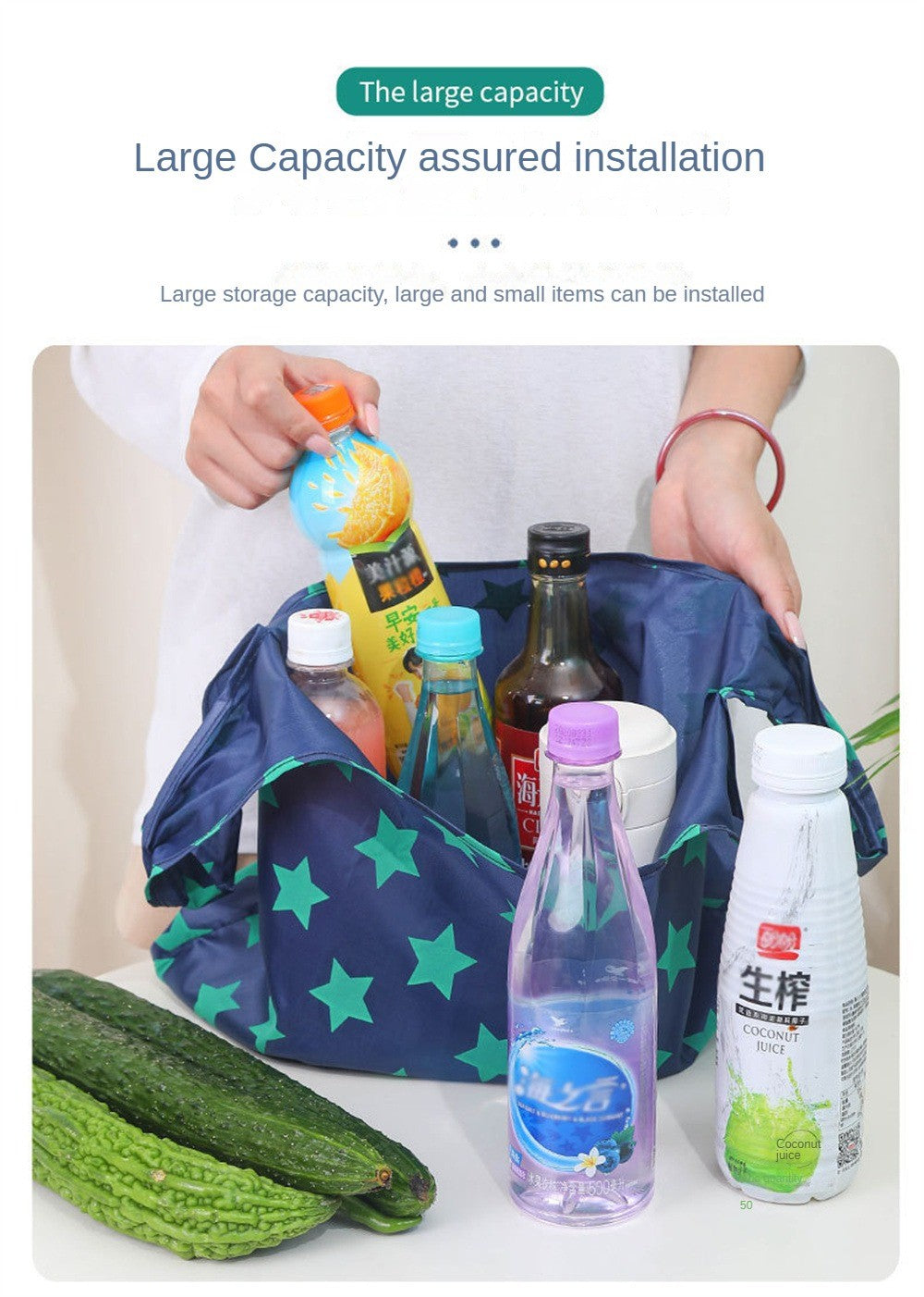 Reusable Foldable Supermarket Shop Large Folding Shopping Bag Easy to Carry Eco-friendly Big Capacity Eco Storage Handbag