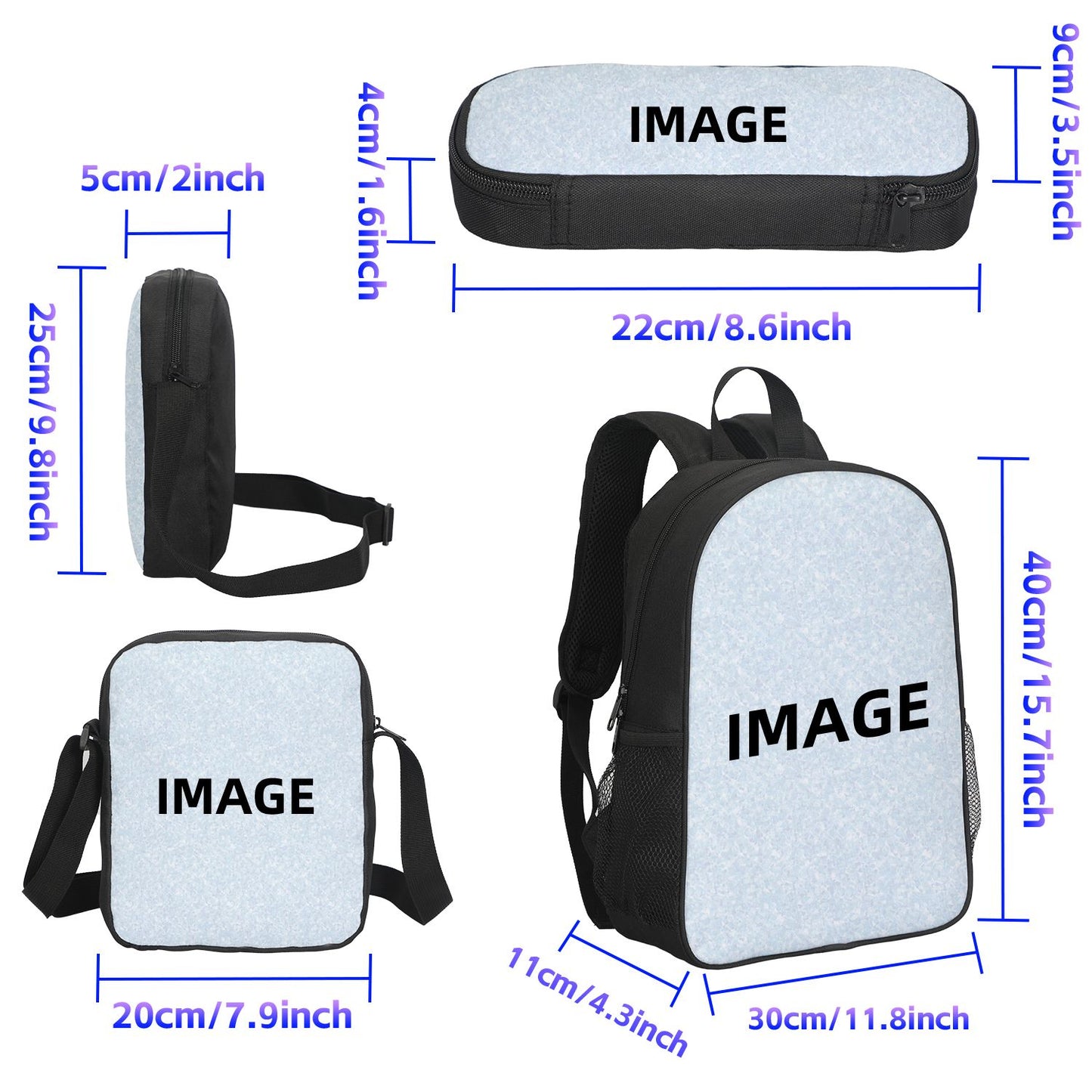 M-Mbappe Conjunto de 3 Peças Bolsa Escolar Mochila Esportiva de Futebol com Bolsas de Ombro Estojo para Canetas Mochila Escolar Jogador Estrela para Melhor Presente