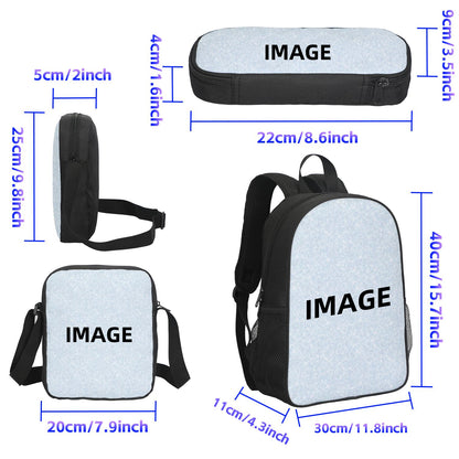 M-Mbappe Conjunto de 3 Peças Bolsa Escolar Mochila Esportiva de Futebol com Bolsas de Ombro Estojo para Canetas Mochila Escolar Jogador Estrela para Melhor Presente