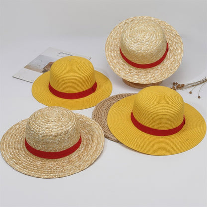 Matching Family Hat - Luffy Straw Hat for Cosplay & Beach, Sun Protection Summer Hat for Men Women Kids