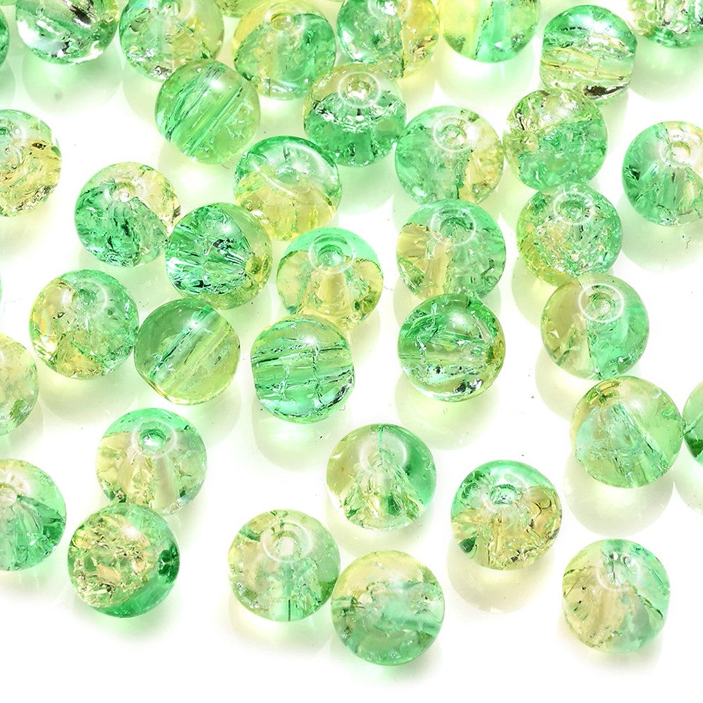 100pcs 8mm Christmas Crystal Glass Crack Beads Red and Green Gradient Spacer Beads for DIY Bracelet Necklace Jewelry Making