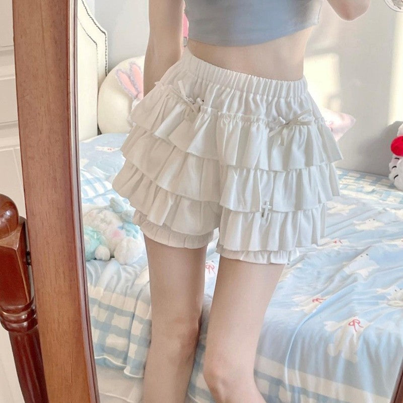 Gidyq High Waist Women Mini Skirts Summer Korean Fashion Ruffle Ball Gowns Skirts Casual Female All Match Cute A Lien Skirt New