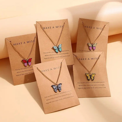 Conjunto de 5 Colares Femininos Borboleta Colorida Estilo Boho Moderno Coreano Pingente Fofo Joia de Presente Atacado Lançamento 2024